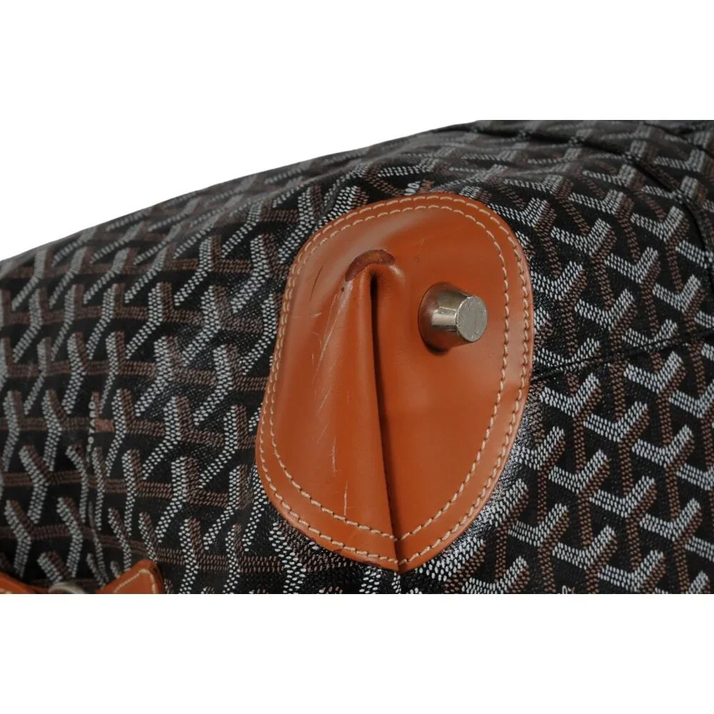 Goyard Boeing 45 Black Brown Leather Duffle Travel Carry On Vacation Weekend Bag